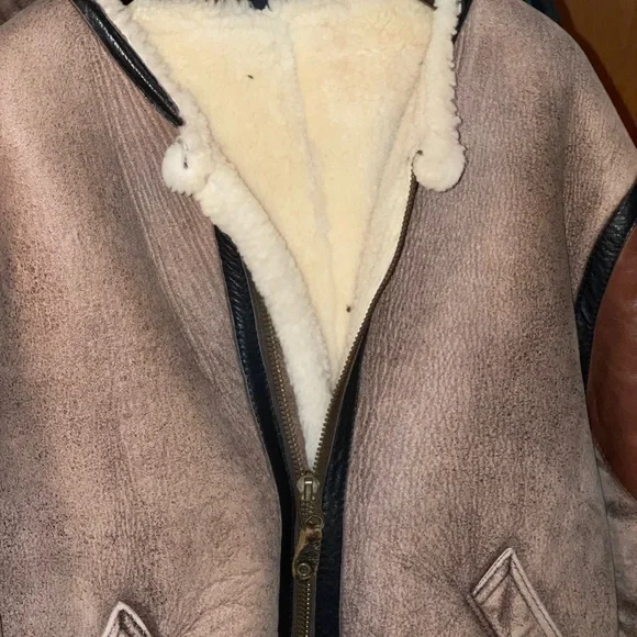 Men's Brown Shearling Bomber Jacket - Picture 2 of 15